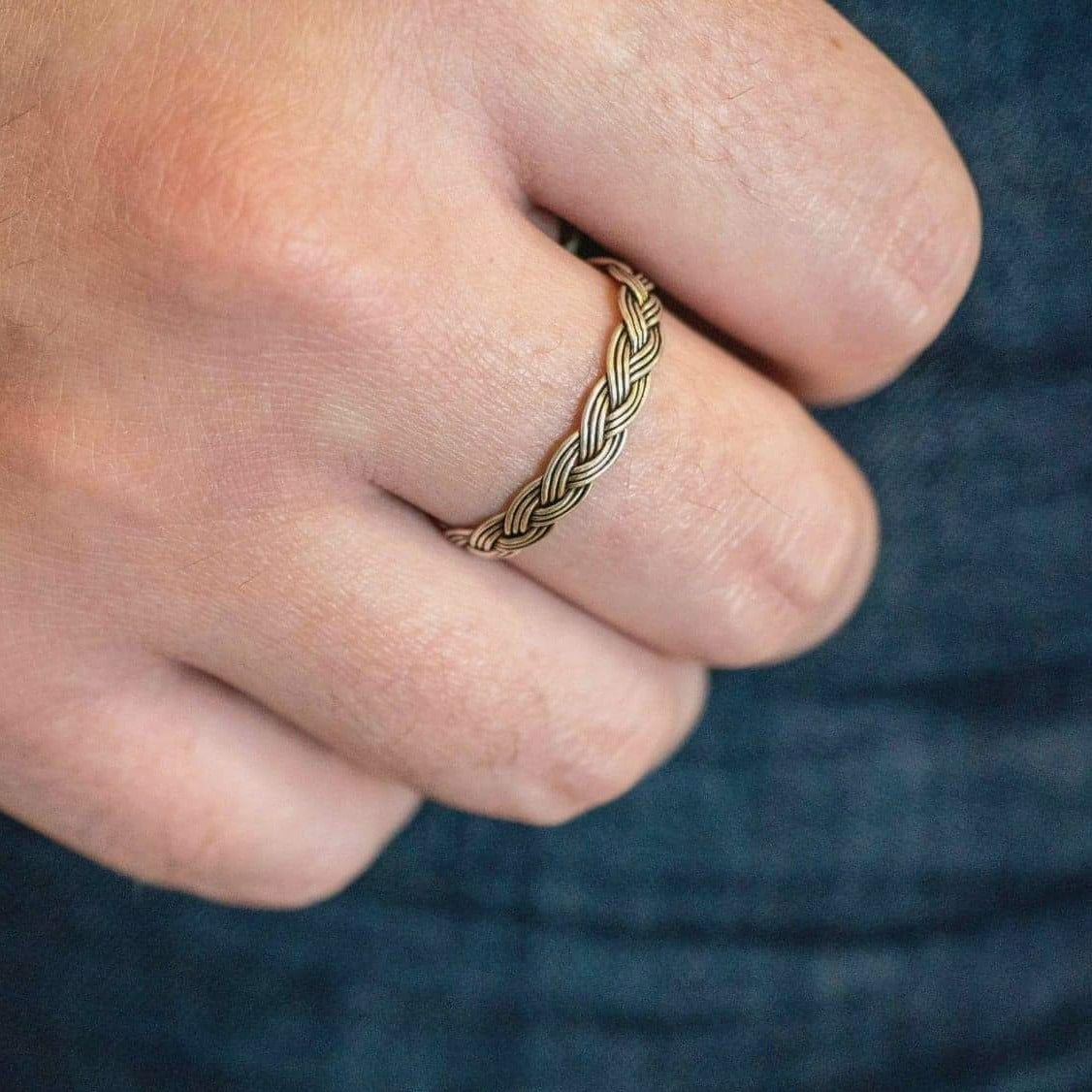 Silver and gold braided on sale ring