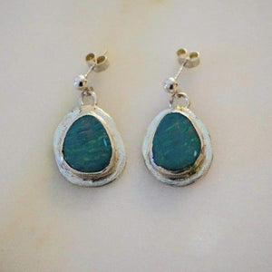 Opal and SIlver drop earring