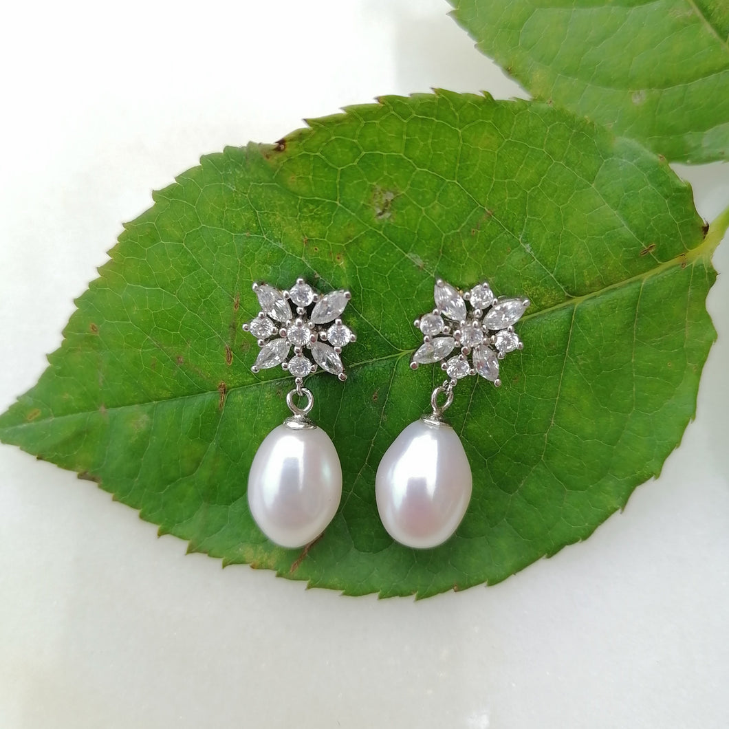 Vintage Inspired Zircon and Pearl Drop earrings