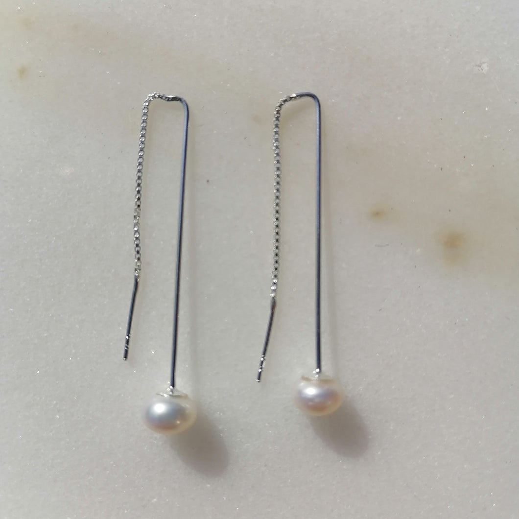 Modern Pearl Drop Earrings